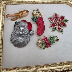 Christmas Branded Brooch Lot